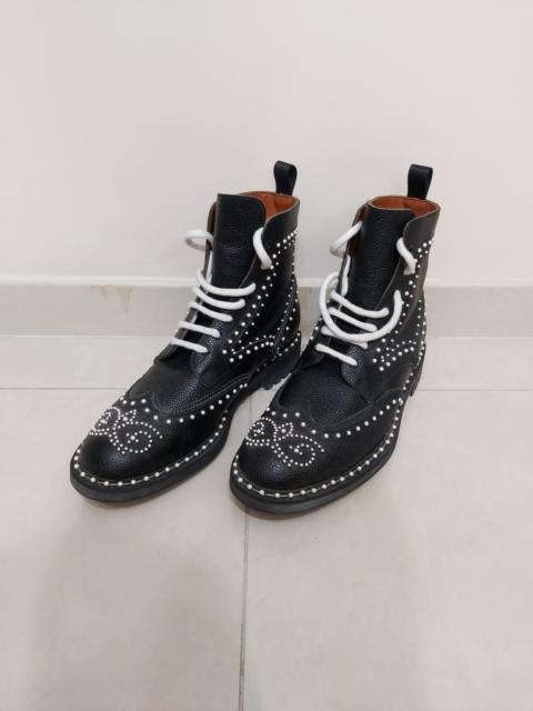 Givenchy SS15 Studded Pearl Commando Leather Combat Boots