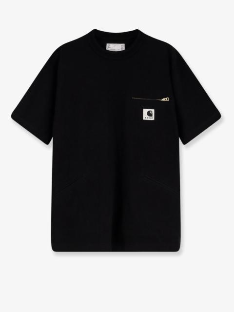 sacai Sacai X Carhartt Wip Cotton T-Shirt Witht Logo Patch On The Front