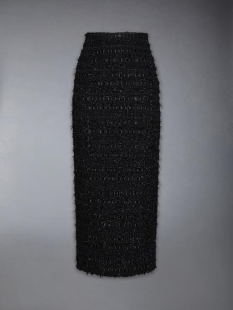 Thom Browne SATIN RIBBON TWEED FRAYED HOBBLE SKIRT