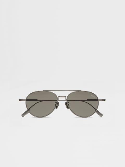 ZEGNA SATIN DARK GREY TITANIUM SUNGLASSES