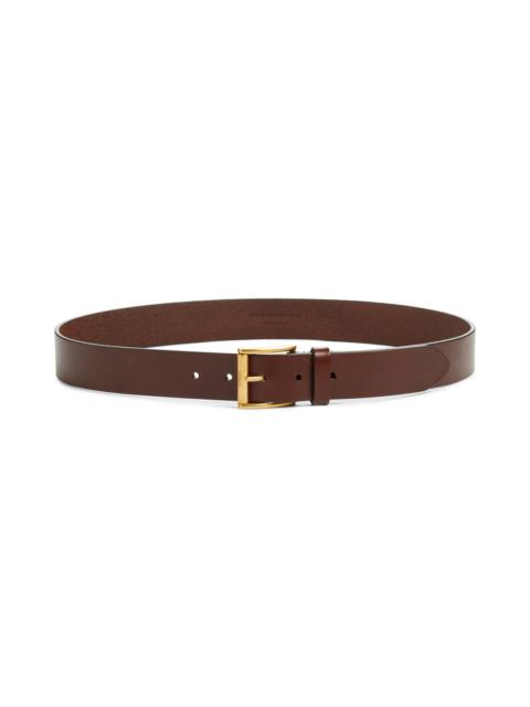 SAINT LAURENT Saint Laurent Logo Buckle Leather Belt in Burnt Chocolate at Nordstrom