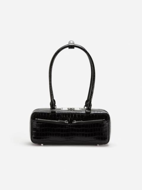 self-portrait Black Croc Shoulder Bag