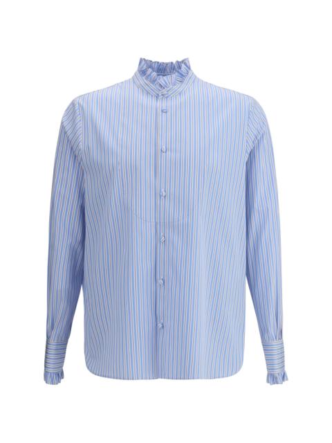 Valentino Valentino Men Striped Plastron And Ruffle Shirt