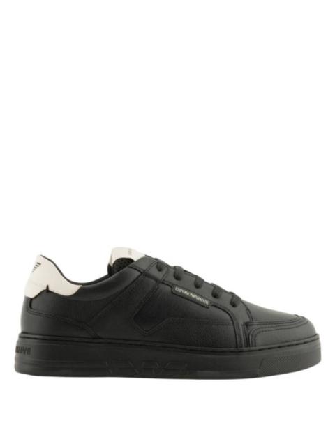EMPORIO ARMANI Emporio Armani Hammered-Leather Sneakers, Brand Size 10 ( US Size 11 )