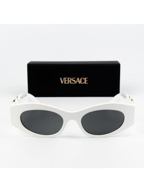 VERSACE NEW Versace VE4480U 314/87 White Dark Grey Oval Unisex Sunglasses