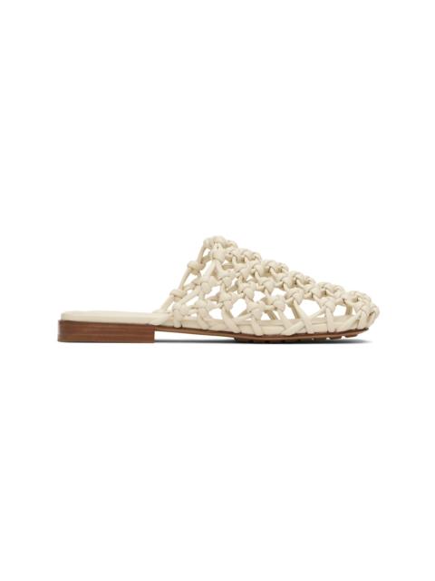 Bottega Veneta White Supple Lambskin Flat Sandals