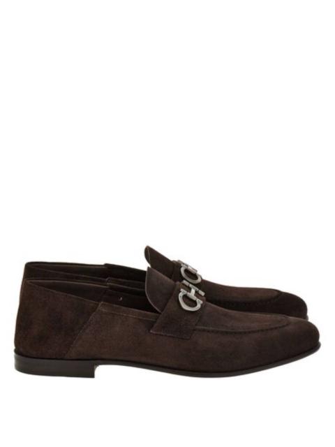 FERRAGAMO Ferragamo Gancini Ornament Suede Mocassins, Size 9 E