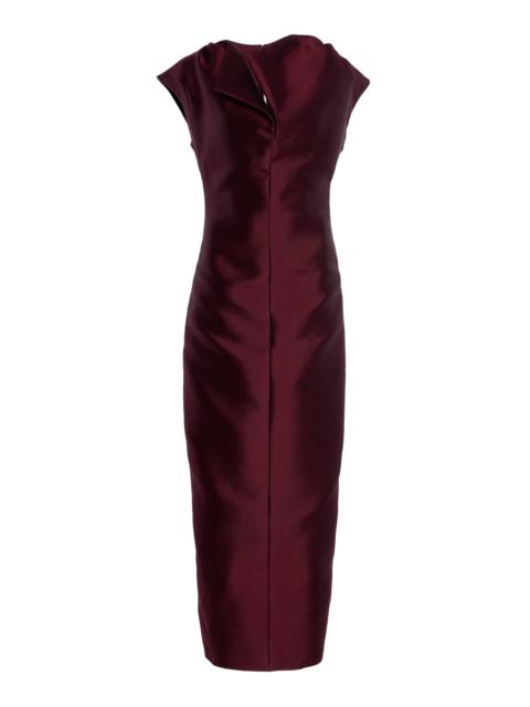 CHRISTOPHER JOHN ROGERS Peel Silk-Wool Sheath Maxi Dress burgundy