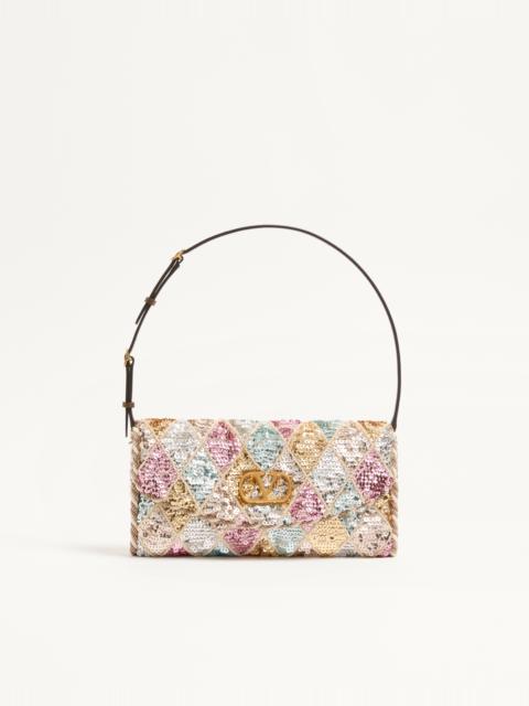 Valentino VALENTINO GARAVANI DEVAIN SMALL SHOULDER BAG WITH RHOMBELLE EMBROIDERY.