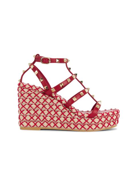 Valentino Rockstud Torchon Espadrilla Wedge