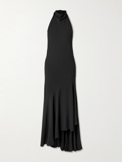 Alaïa Open-back Asymmetric Ribbed Wool Maxi Dress