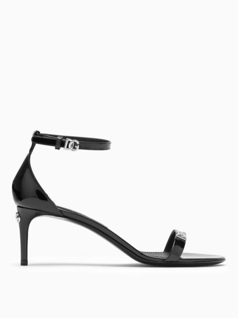 Dolce&Gabbana Black Patent Leather Sandal With Logo
