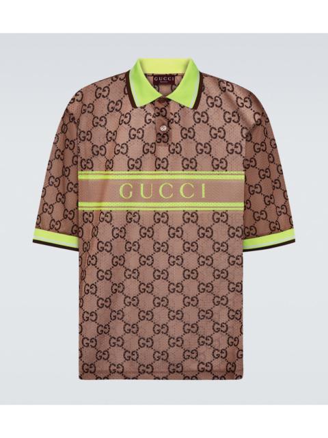 Gucci Men Logo Tech & Mesh Polo Shirt