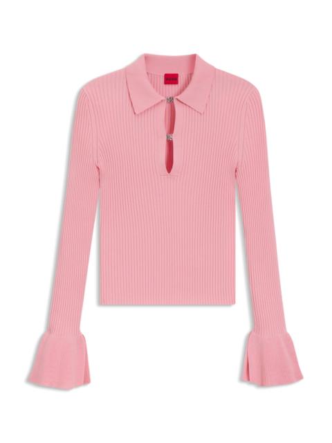 HUGO KNIT POLO WITH STACKED-LOGO PLACKET CLOSURES