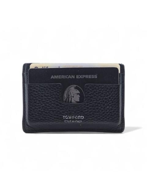 TOM FORD Tom Ford T-Line Leather Cardholder Card Case Wallet Black - Preowned