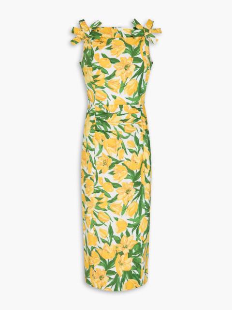 CAROLINA HERRERA Floral-print cotton-blend poplin midi dress