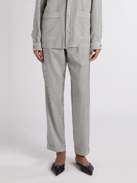 TOM FORD TOM FORD Stripe Silk Pajama Pants in Black/White at Nordstrom