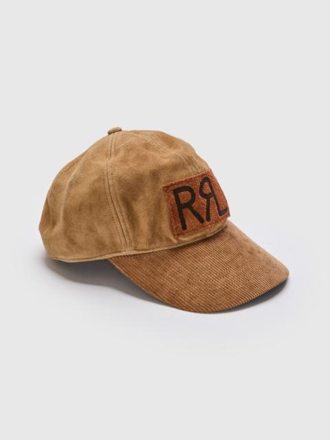 RRL by Ralph Lauren Ranch Logo Roughout Suede Cap in Tan