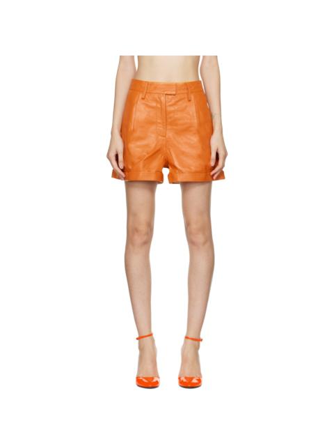REMAIN Birger Christensen Orange Paola Leather Shorts
