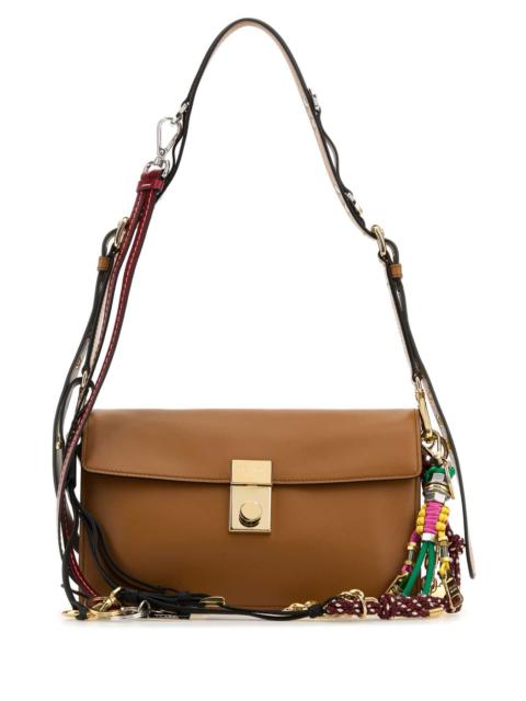 Prada Prada Women Caramel Leather Small Prada Soft Sound Shoulder Bag