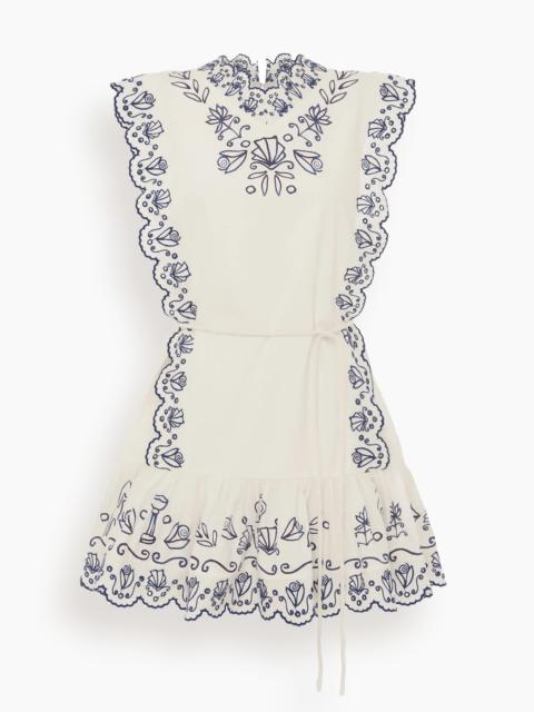 ALÉMAIS Leela Embroidered Mini Dress in Cream