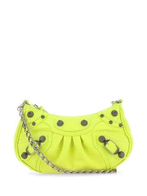BALENCIAGA Balenciaga Women Fluo Yellow Leather Le Cagole Mini Handbag