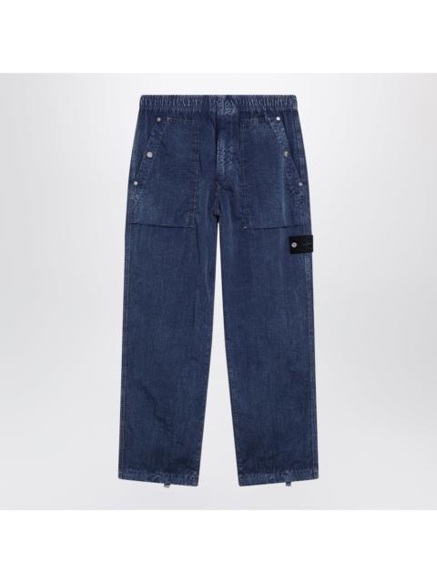 Stone Island Stone Island Loose-Fit Fatigue Pants In Compact Nylon In Blue Men