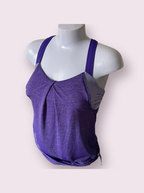 Other Designers lululemon athletica - Lululemon Rest Less Tank Top Bra Bruised Berry Wee Stripe Heathered Purple Sz 4