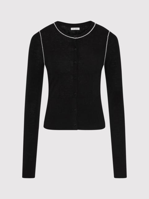 ST. AGNI Wool Fine Line Cardigan - Black / Off White