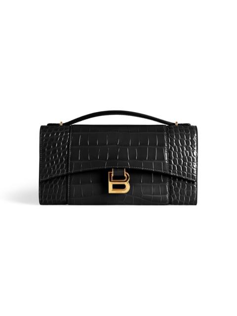 BALENCIAGA Women's Hourglass Pochette With Chain in Black