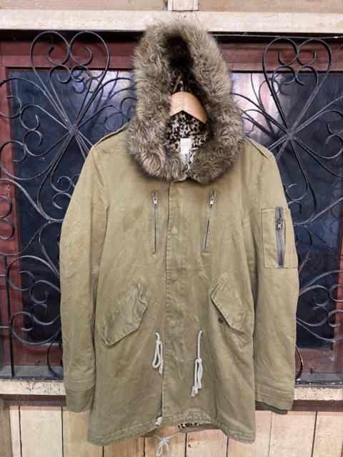 Other Designers Avant Garde - Attachment Leopard Pattern Hoodie Fur Fishtails Parka