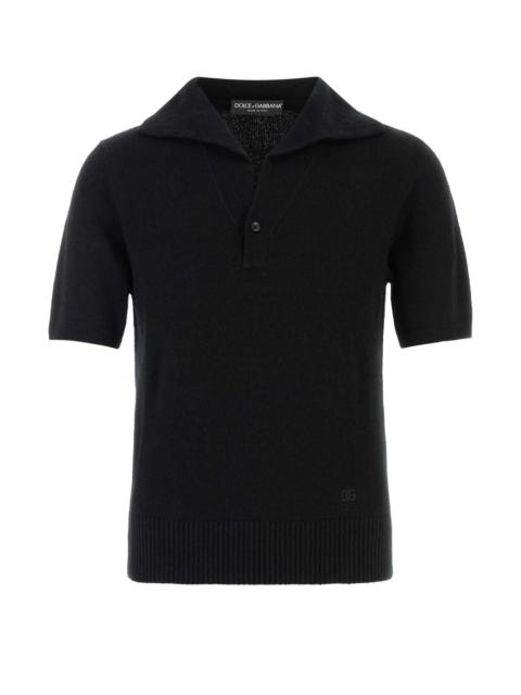 Dolce & Gabbana Dolce & Gabbana Men Black Cotton Blend Polo Shirt