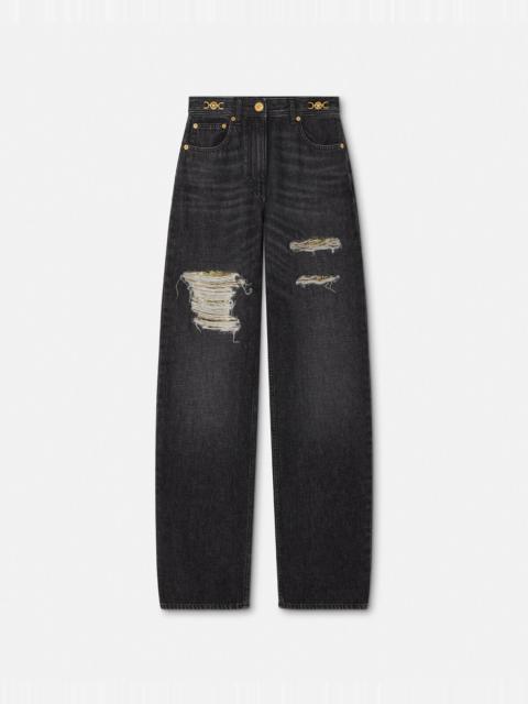 VERSACE Metal Mesh Regular-Fit Jeans