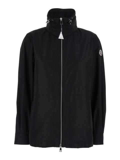 Moncler Moncler Women 'Enette' Black Down Jacket With Hood And Logo Patch On The Sleeve In Tech Fabric Woman