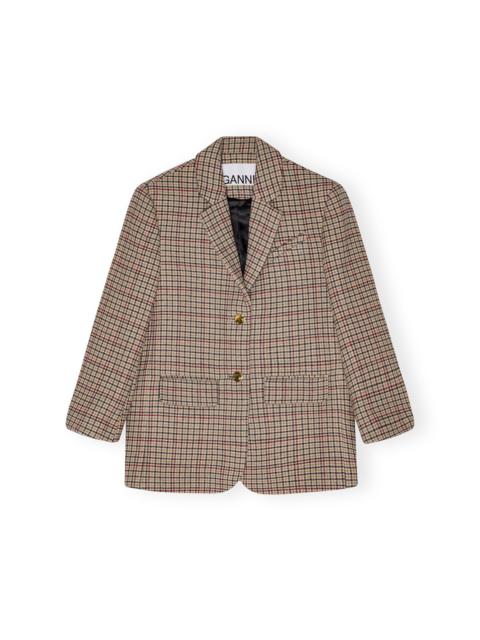 GANNI CHECK BOXY BLAZER