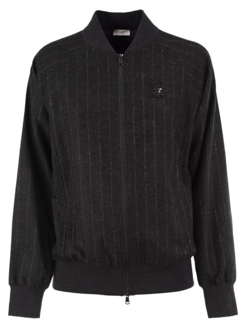 Brunello Cucinelli Brunello Cucinelli Women Pinstripe Wool-Blend Bomber Jacket With Shimmering Details