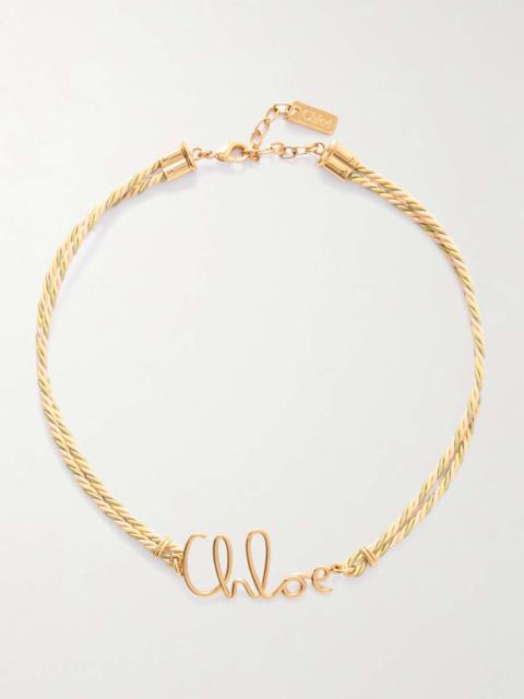 Gold-tone and cord necklace Gold