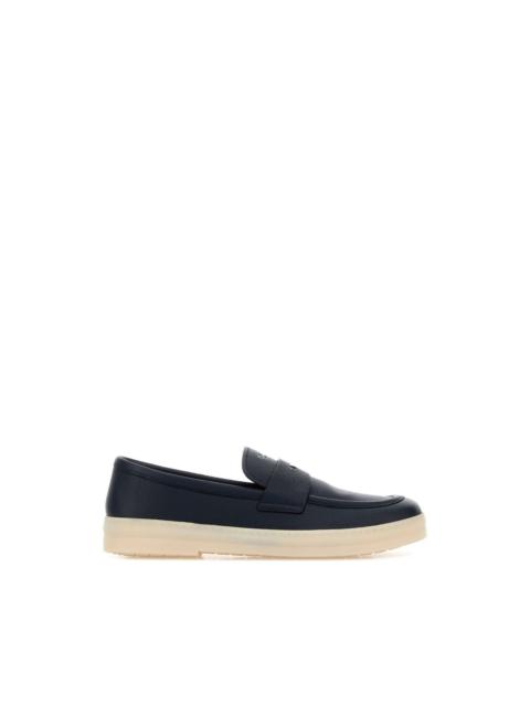 Prada PRADA $1220 Leather Baltic Blue Loafers New & Authentic (Men