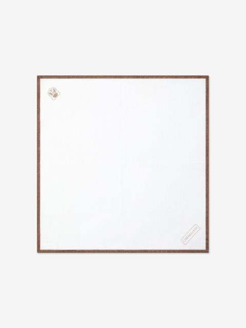 CORNELIANI White and brown linen pocket square