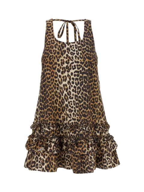 GANNI 'leopard Cotton Poplin Mini' Dress