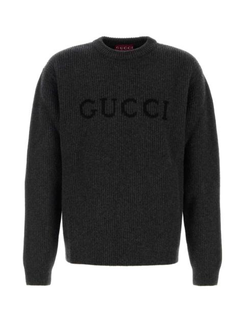 GUCCI Gucci Men Charcoal Wool Blend Sweater