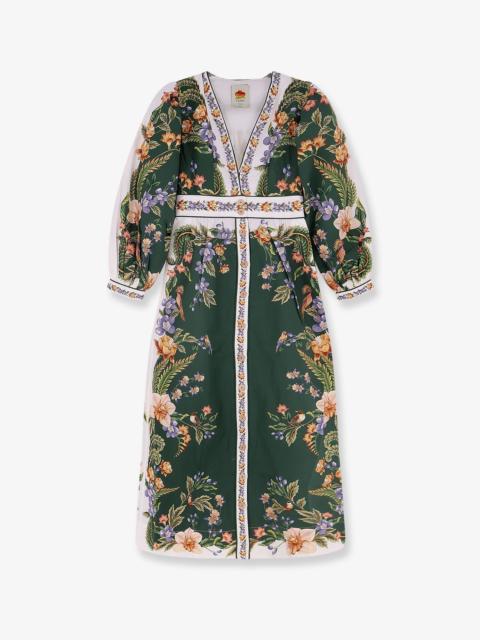 FARM RIO Farm Rio Long Cotton Dress With Floral Print