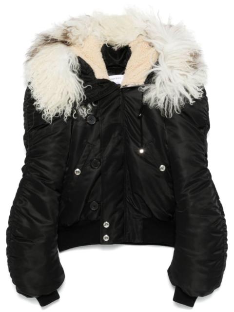 shearling-collar bomber jacket