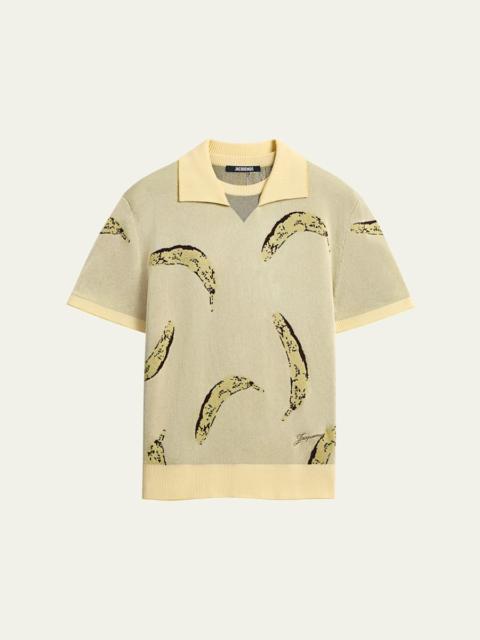 JACQUEMUS Men's Marino Banana Jacquard Polo Shirt