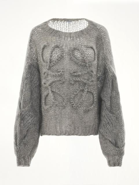 Loewe Anagram Mohair Sweater in Grey Melange
