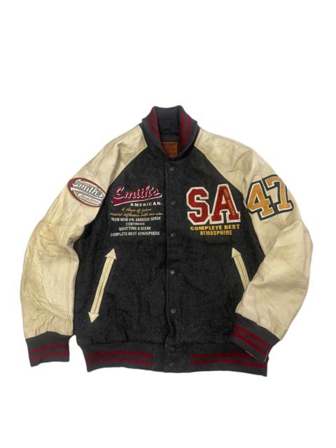 Other Designers Leather Jacket - SMITHS AMERICAN VARSITY JACKET LEATHER SLEEVE