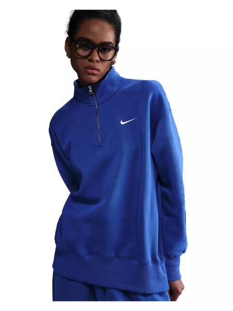 Nike Women's Sportswear Phoenix Fleece Oversized 1/4 Zip Sweatshirt - Blue