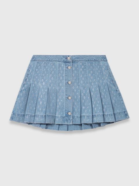 maje Short pleated denim skirt with strass