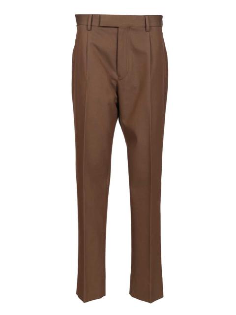 ZEGNA Dark Foliage Cotton And Wool Trousers Brown