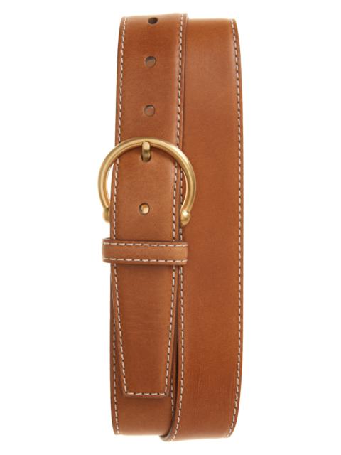 Thom Browne Thom Browne Round Buckle Leather Belt in Natural at Nordstrom